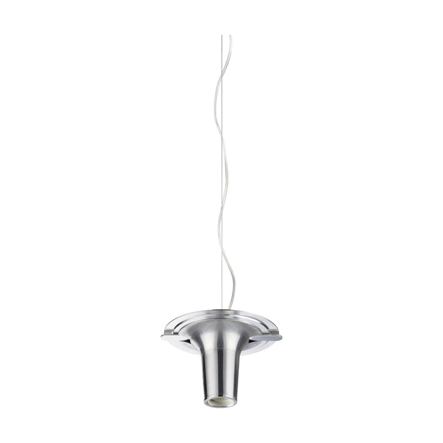 Lyria large E27 pendant suspension set in chrome with a flared lamp holder gallery on a long 5m cable, shown against a plain white background.