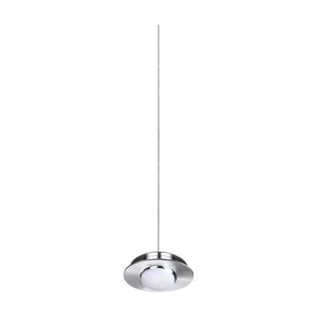 Lyria Large LED Pendant Suspension Set in chrome, showing a round disc holder with integrated LED module on a long fine cable, against a plain white background.