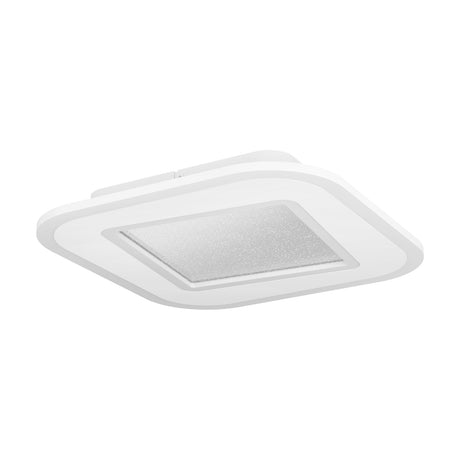 Macchioni LED Panel Light 38 x 38cm in white, a slim square ceiling fixture with rounded edges and a central crystal-effect diffuser, shown on a plain white background.