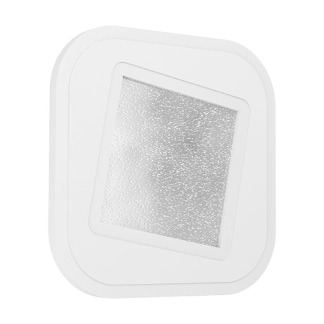 Macchioni LED Wall Light 20 x 20cm in white, a rounded square plate with a tilted inner square diffuser featuring a crystal-effect sparkle finish, shown on a plain white background.