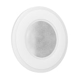 Macchioni LED Wall Light 20cm in white, round design with a frosted outer ring, smooth white band and central sparkling crystal-effect diffuser, shown on a plain white background.