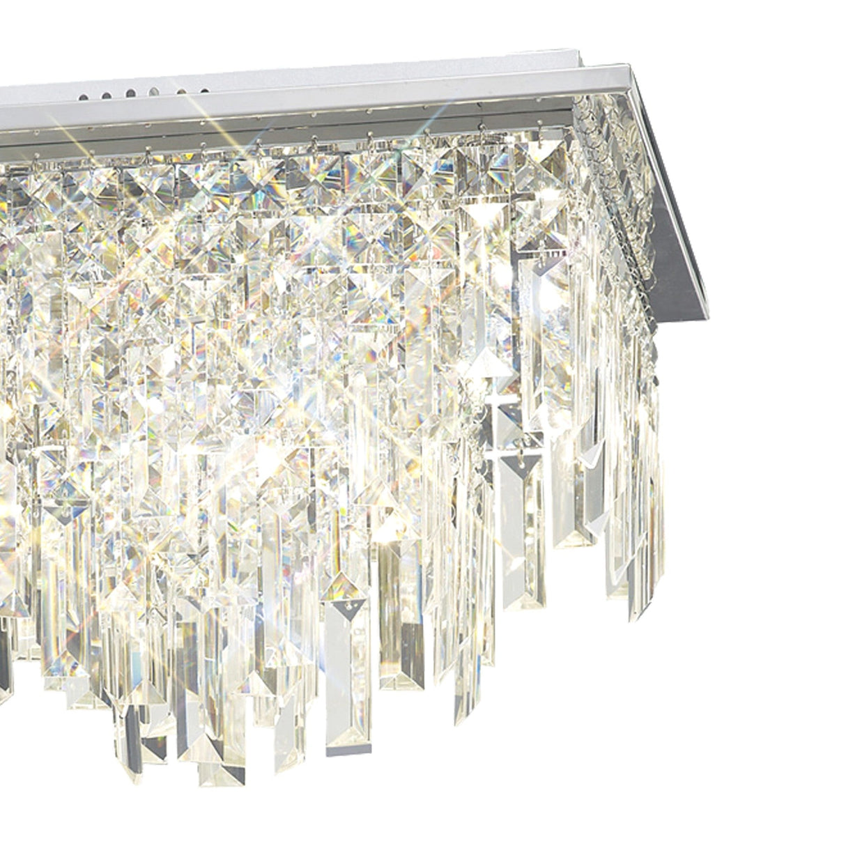 Maddison 6 Light Square Crystal Flush Ceiling Light - Polished Chrome