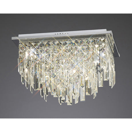 Maddison 6 Light Square Crystal Flush Ceiling Light - Polished Chrome
