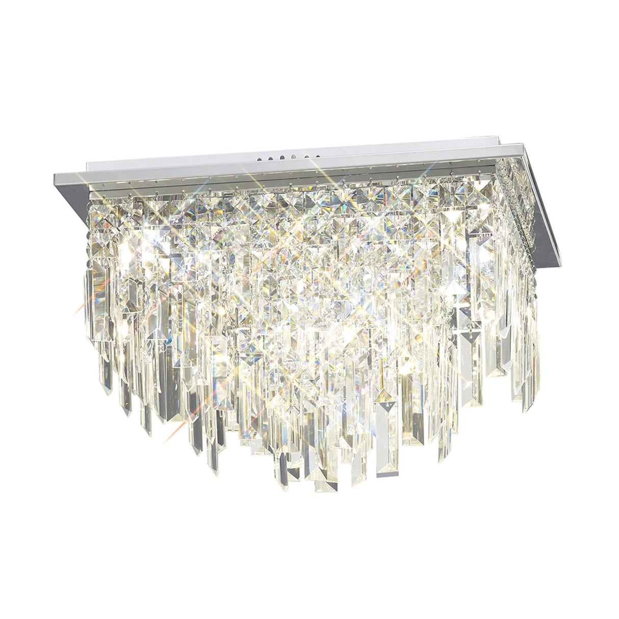 Maddison 6 Light Square Crystal Flush Ceiling Light - Polished Chrome