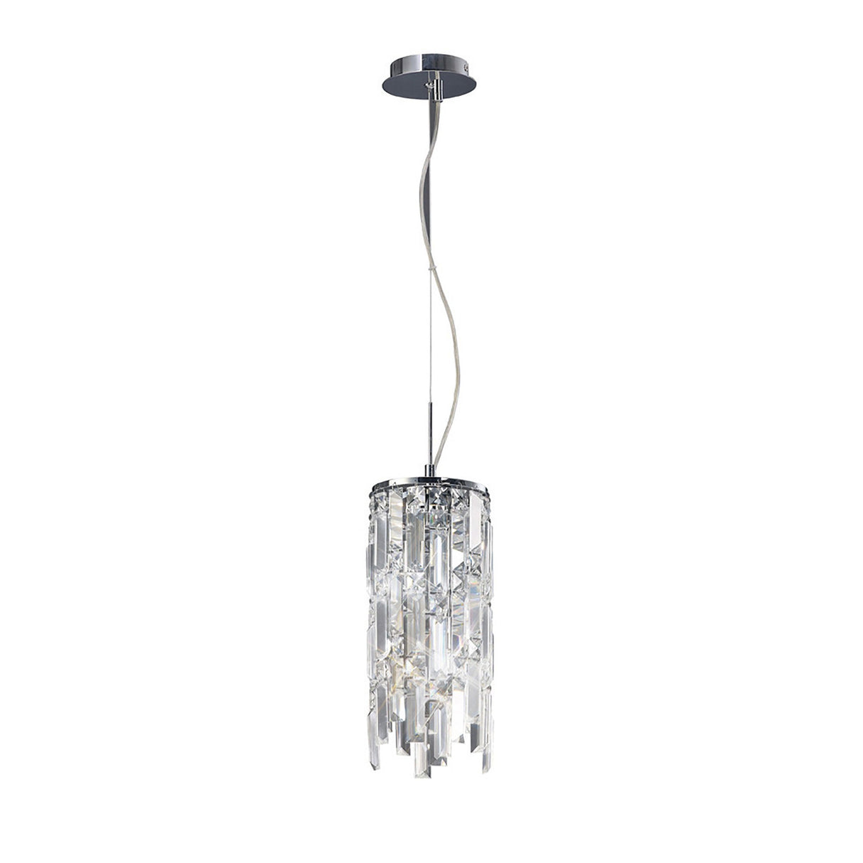 Maddison 2 Light Cylinder Crystal Pendant Light – Polished Chrome