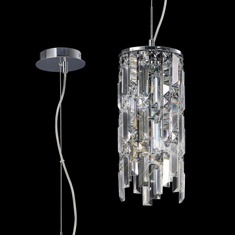 Maddison 2 Light Cylinder Crystal Pendant Light – Polished Chrome