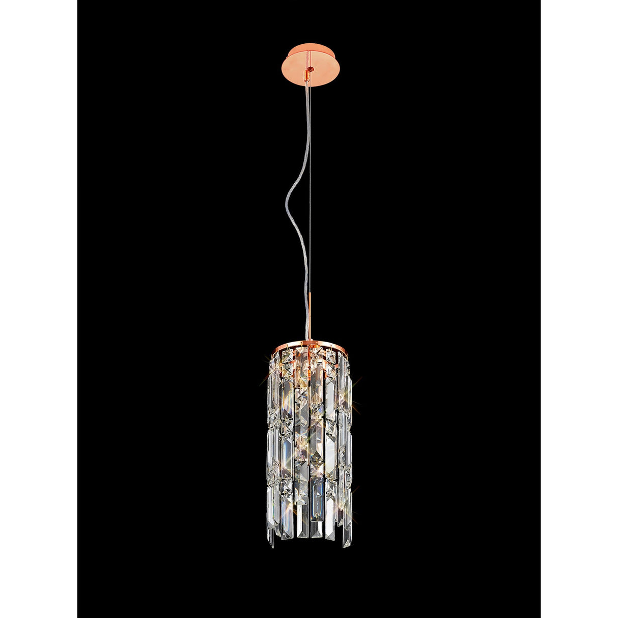 Maddison 2 Light Cylinder Crystal Pendant Light – Rose Gold