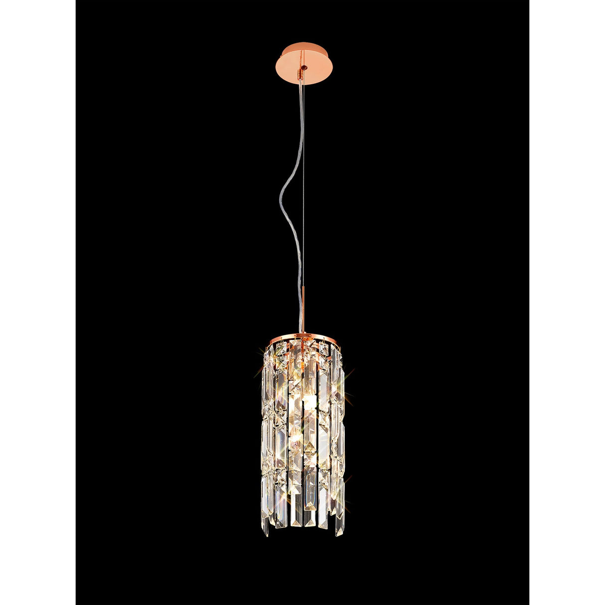 Maddison 2 Light Cylinder Crystal Pendant Light – Rose Gold
