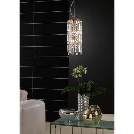 Maddison 2 Light Cylinder Crystal Pendant Light – Rose Gold