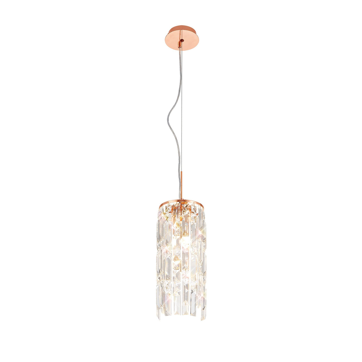 Maddison 2 Light Cylinder Crystal Pendant Light – Rose Gold