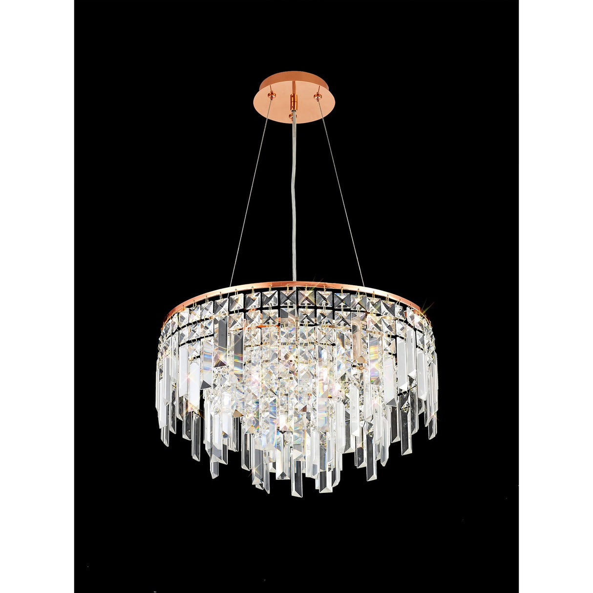 Maddison 42cm Round 6 Light Crystal Chandelier - Rose Gold