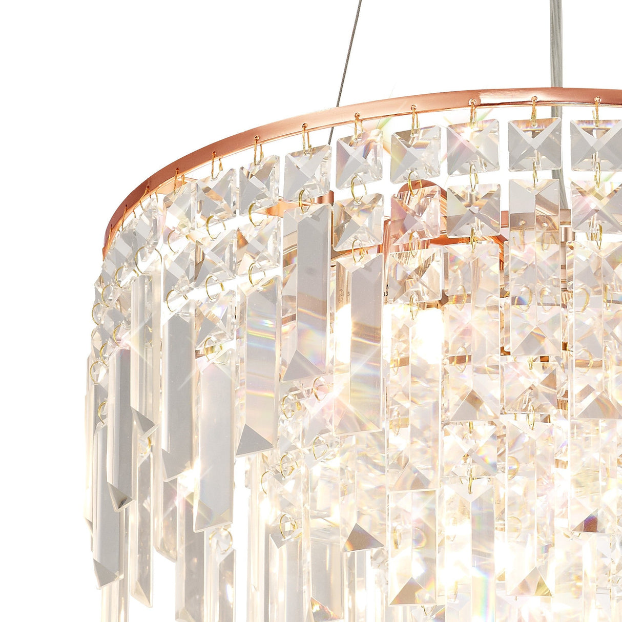 Maddison 42cm Round 6 Light Crystal Chandelier - Rose Gold