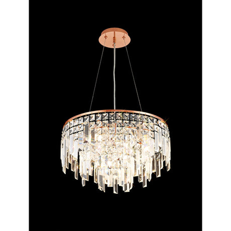 Maddison 42cm Round 6 Light Crystal Chandelier - Rose Gold