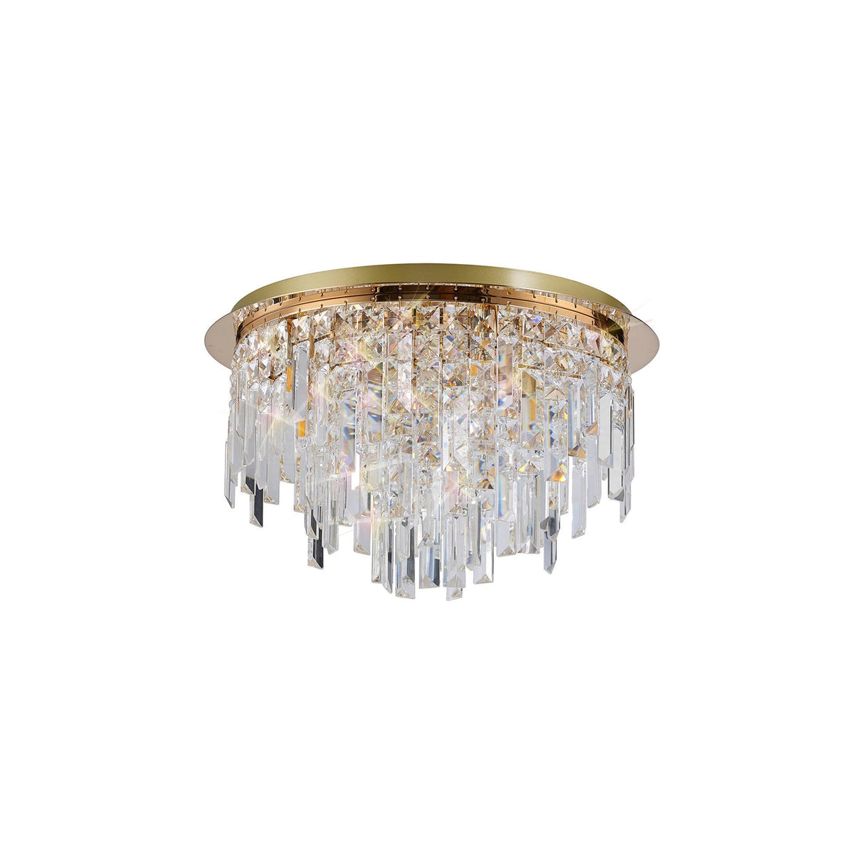 Maddison 6 Light Round Crystal Flush Ceiling Light - French Gold