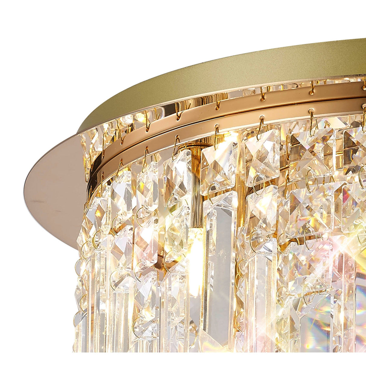 Maddison 6 Light Round Crystal Flush Ceiling Light - French Gold