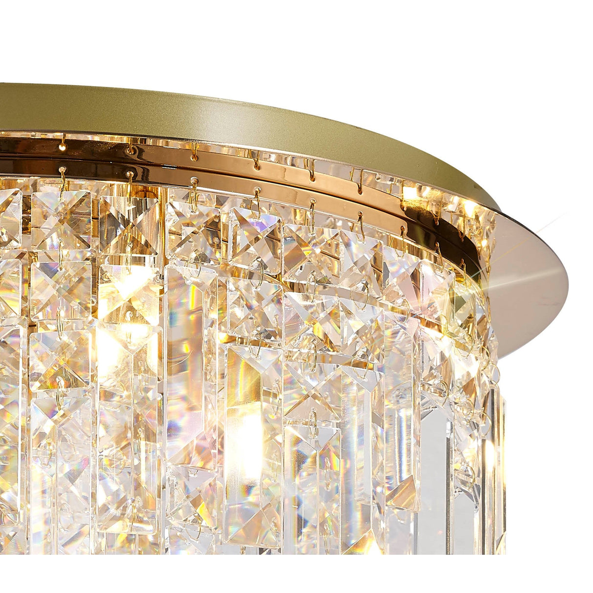 Maddison 6 Light Round Crystal Flush Ceiling Light - French Gold
