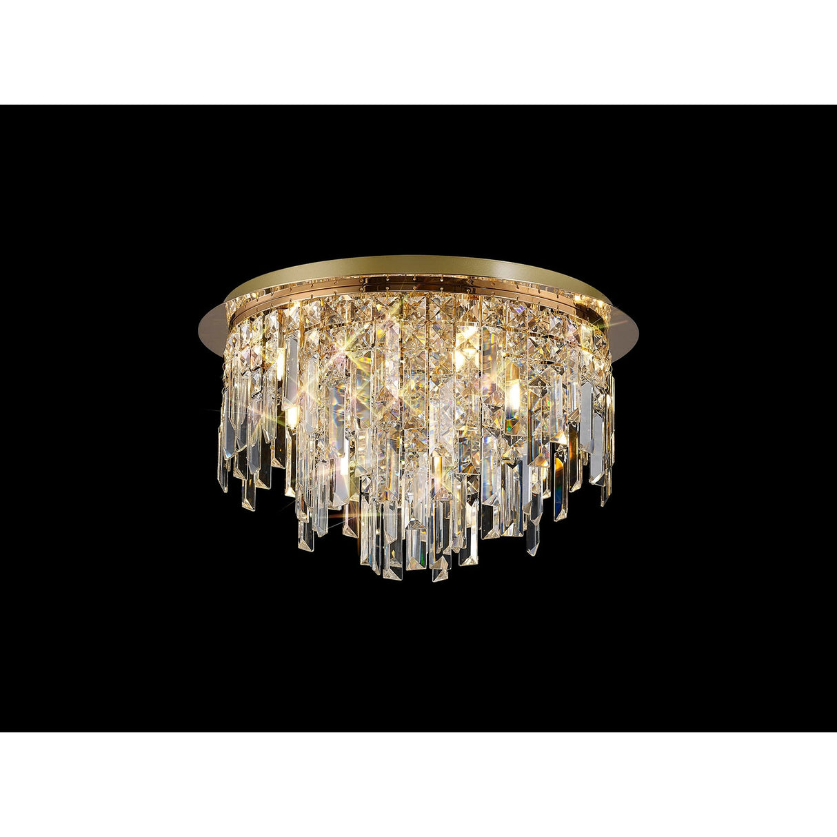 Maddison 6 Light Round Crystal Flush Ceiling Light - French Gold