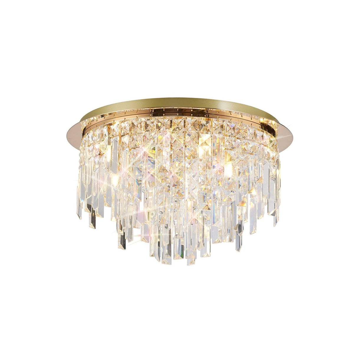 Maddison 6 Light Round Crystal Flush Ceiling Light - French Gold
