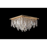 Maddison 6 Light Square Crystal Flush Ceiling Light - French Gold