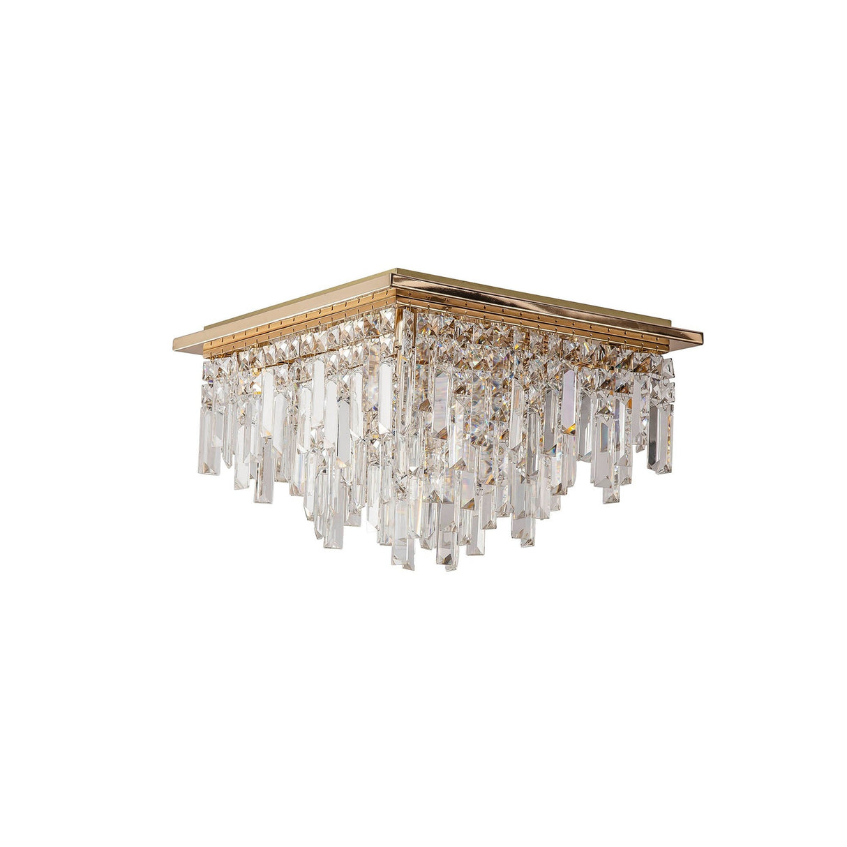 Maddison 6 Light Square Crystal Flush Ceiling Light - French Gold