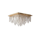 Maddison 6 Light Square Crystal Flush Ceiling Light - French Gold