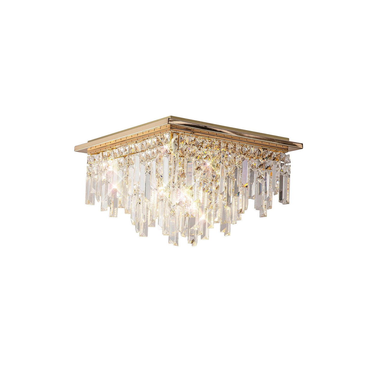 Maddison 6 Light Square Crystal Flush Ceiling Light - French Gold