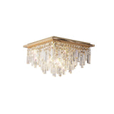 Maddison 6 Light Square Crystal Flush Ceiling Light - French Gold