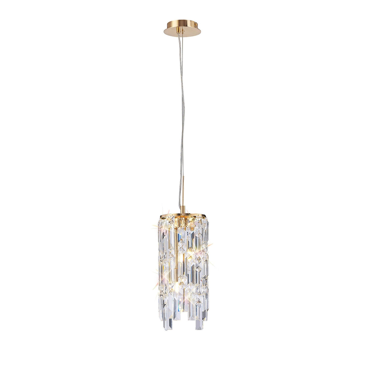 Maddison 2 Light Cylinder Crystal Pendant Light – French Gold