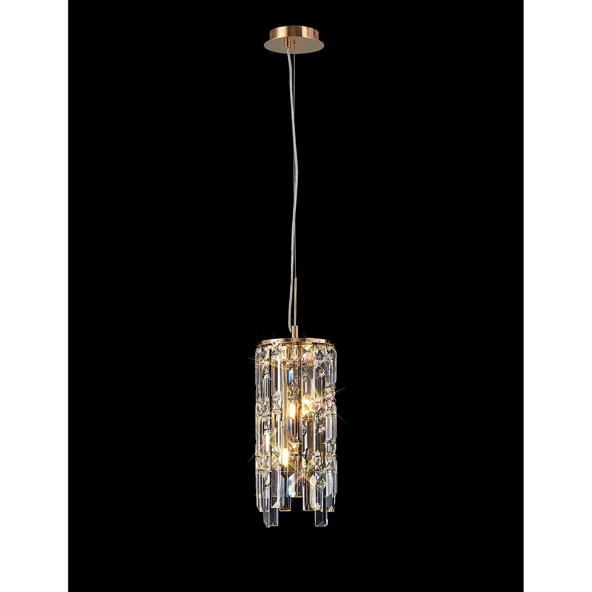 Maddison 2 Light Cylinder Crystal Pendant Light – French Gold