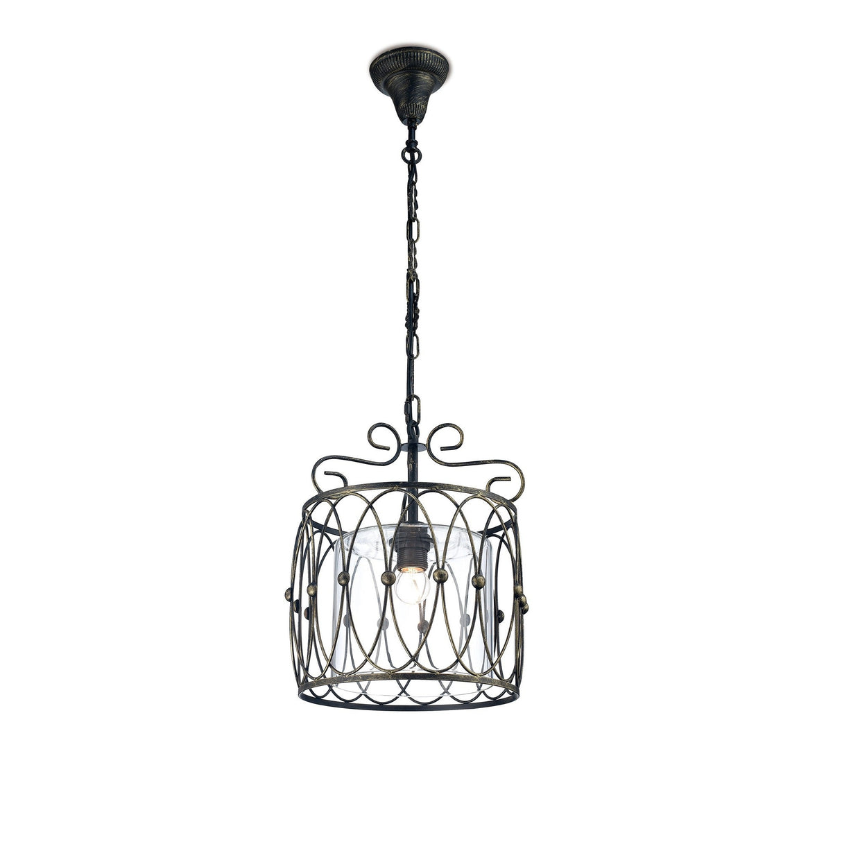 Malcolm 31cm 1 Light Pendant Light - Black & Clear