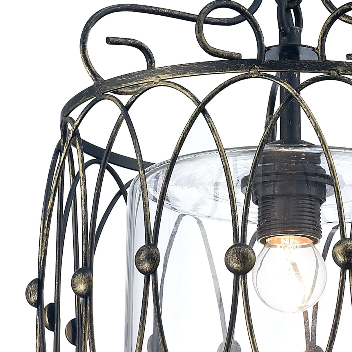 Malcolm 31cm 1 Light Pendant Light - Black & Clear