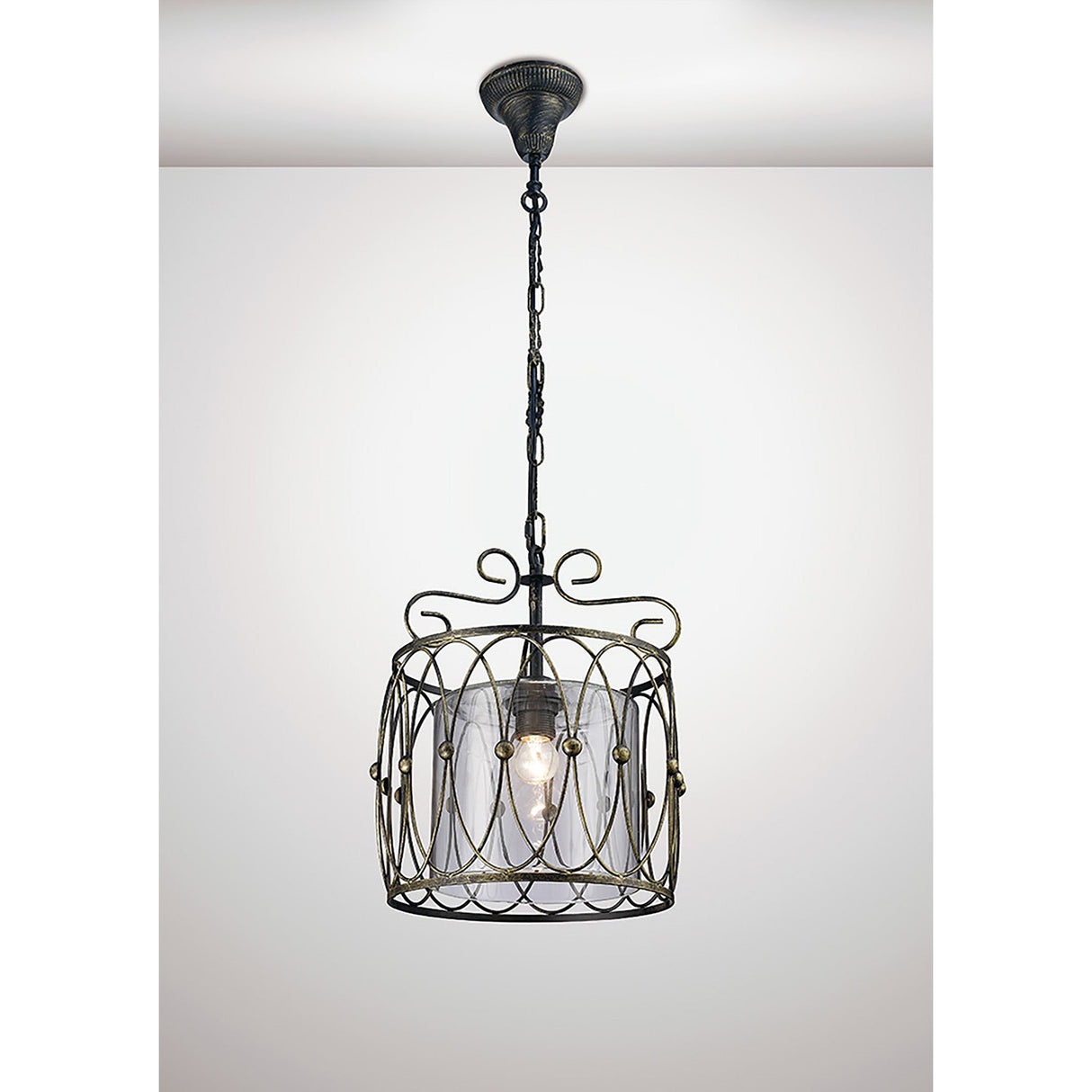 Malcolm 31cm 1 Light Pendant Light - Black & Clear