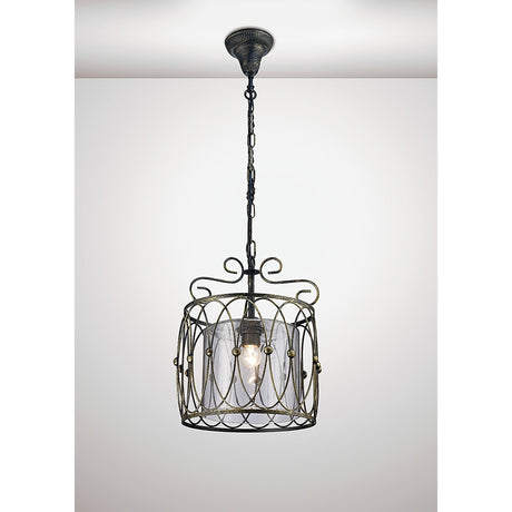 Malcolm 31cm 1 Light Pendant Light - Black & Clear