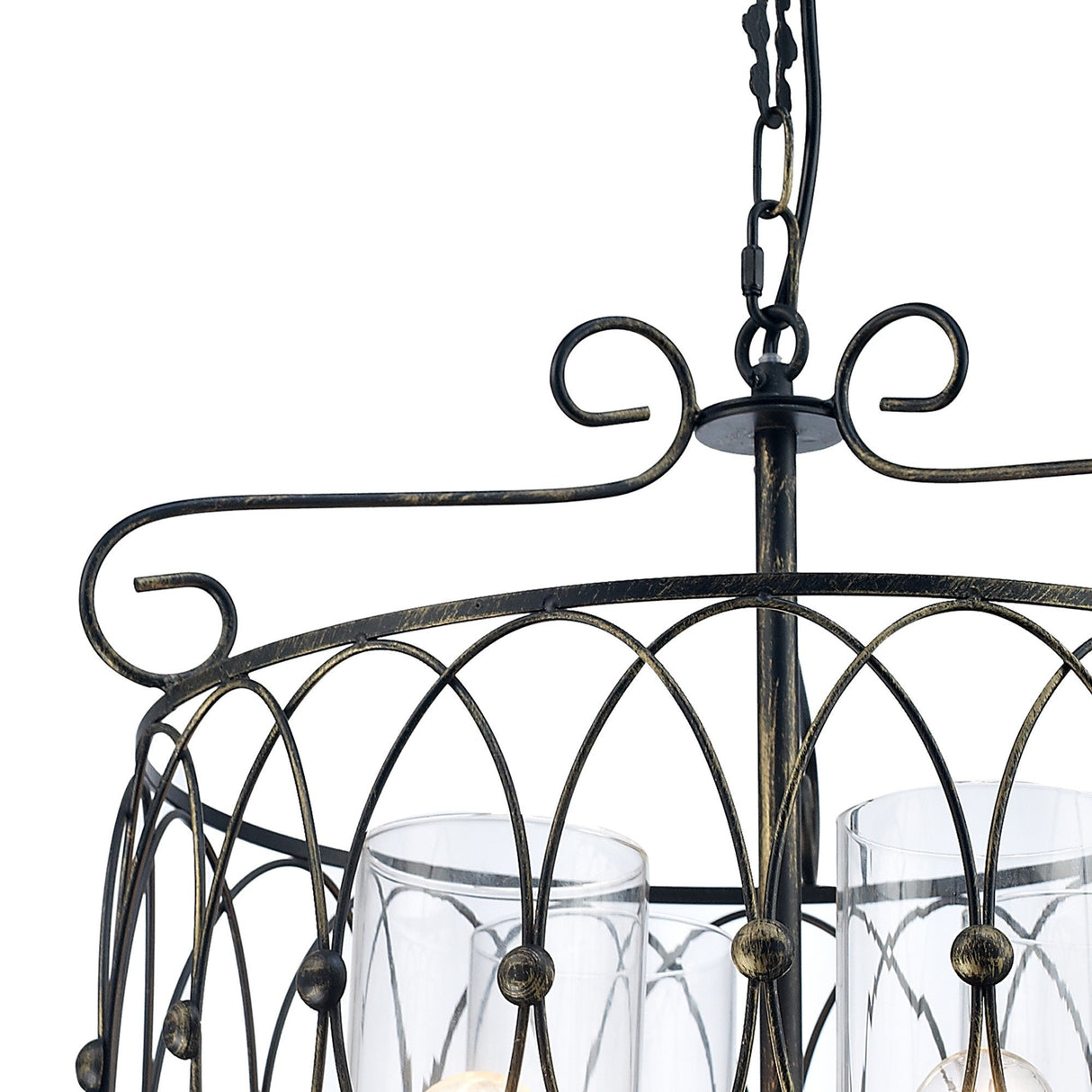 Malcolm 46cm 4 Light Glass Chandelier - Black & Gold