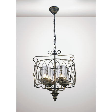 Malcolm 46cm 4 Light Glass Chandelier - Black & Gold