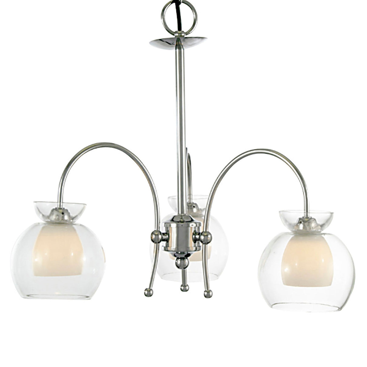 Malvina 36cm 3 Light Glass Chandelier/Semi Flush - Polished Chrome