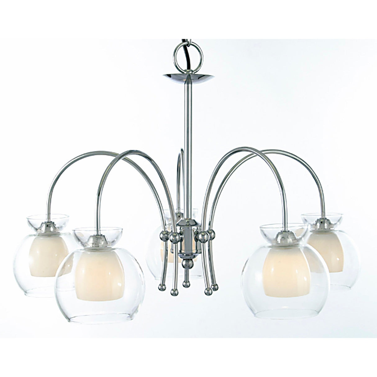 Malvina 64cm 5 Light Glass Chandelier/Semi Flush - Polished Chrome