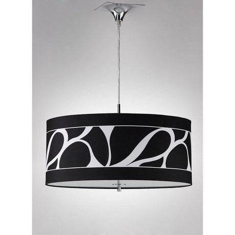 Manhattan Large 3 Light Pendant Light – Polished Chrome With Black Shade