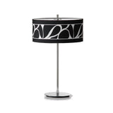 Manhattan 2 Light Frosted Glass Table Lamp - Chrome With Black Shade