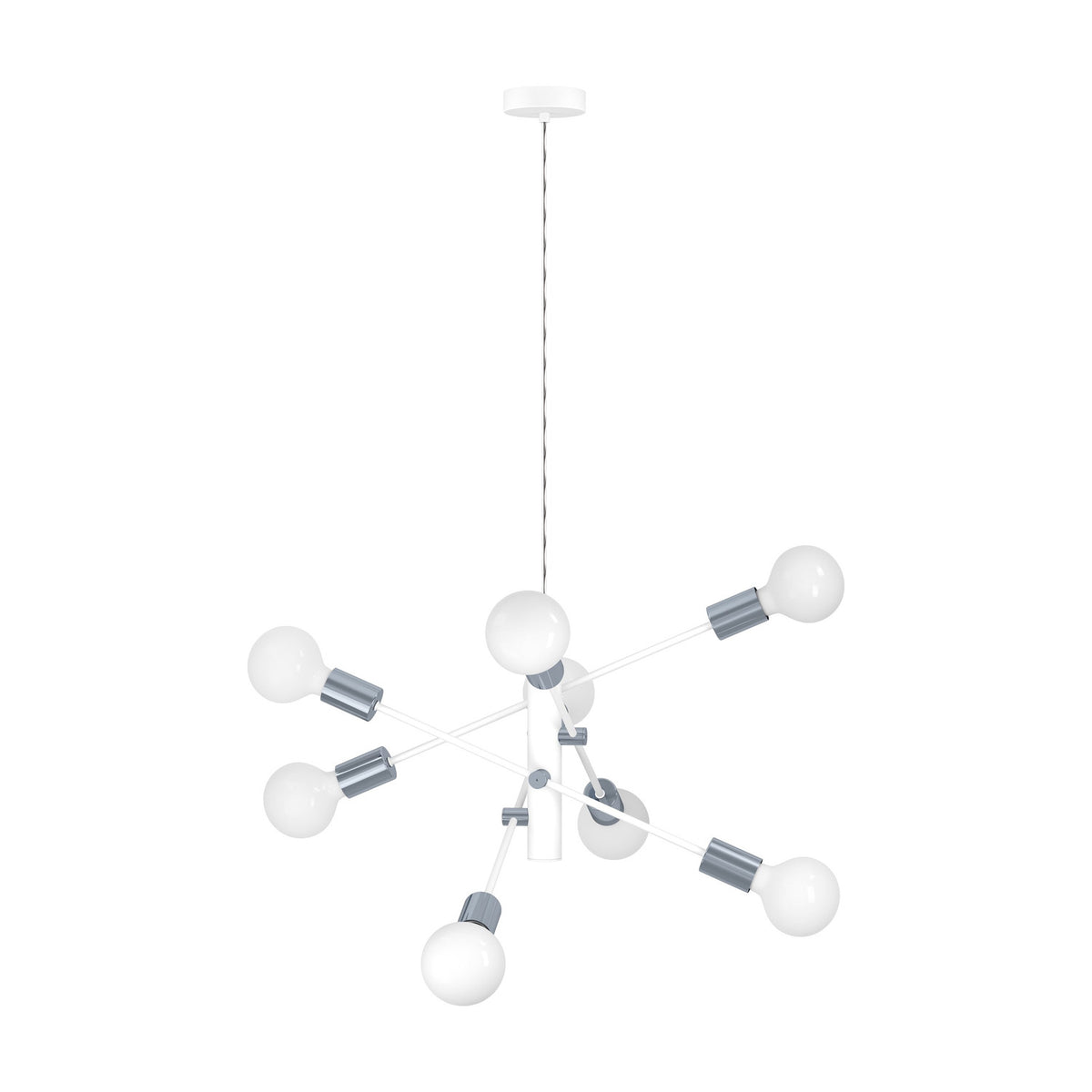 Manvena 8 Light Pendant - White & Chrome