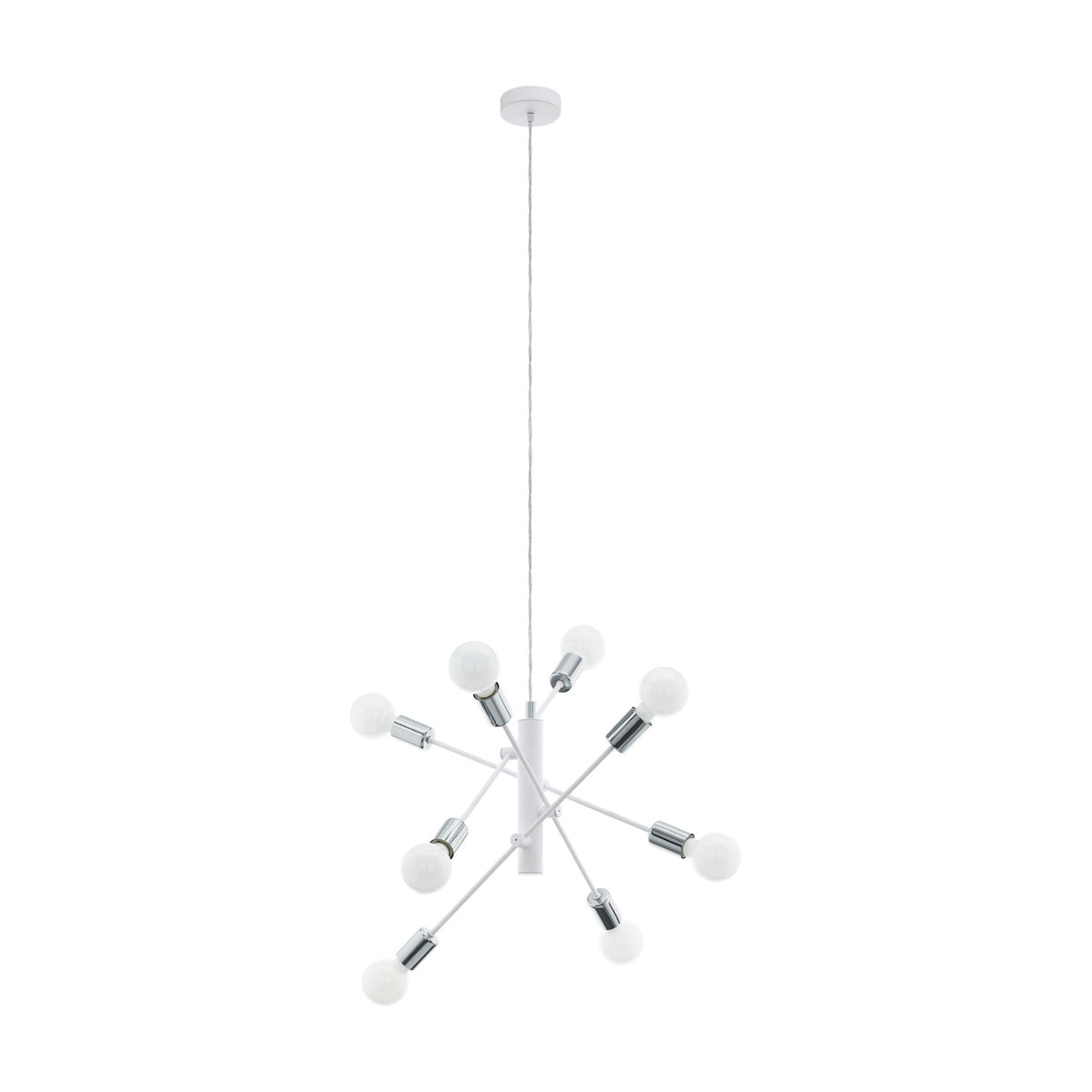 Manvena 8 Light Pendant - White & Chrome