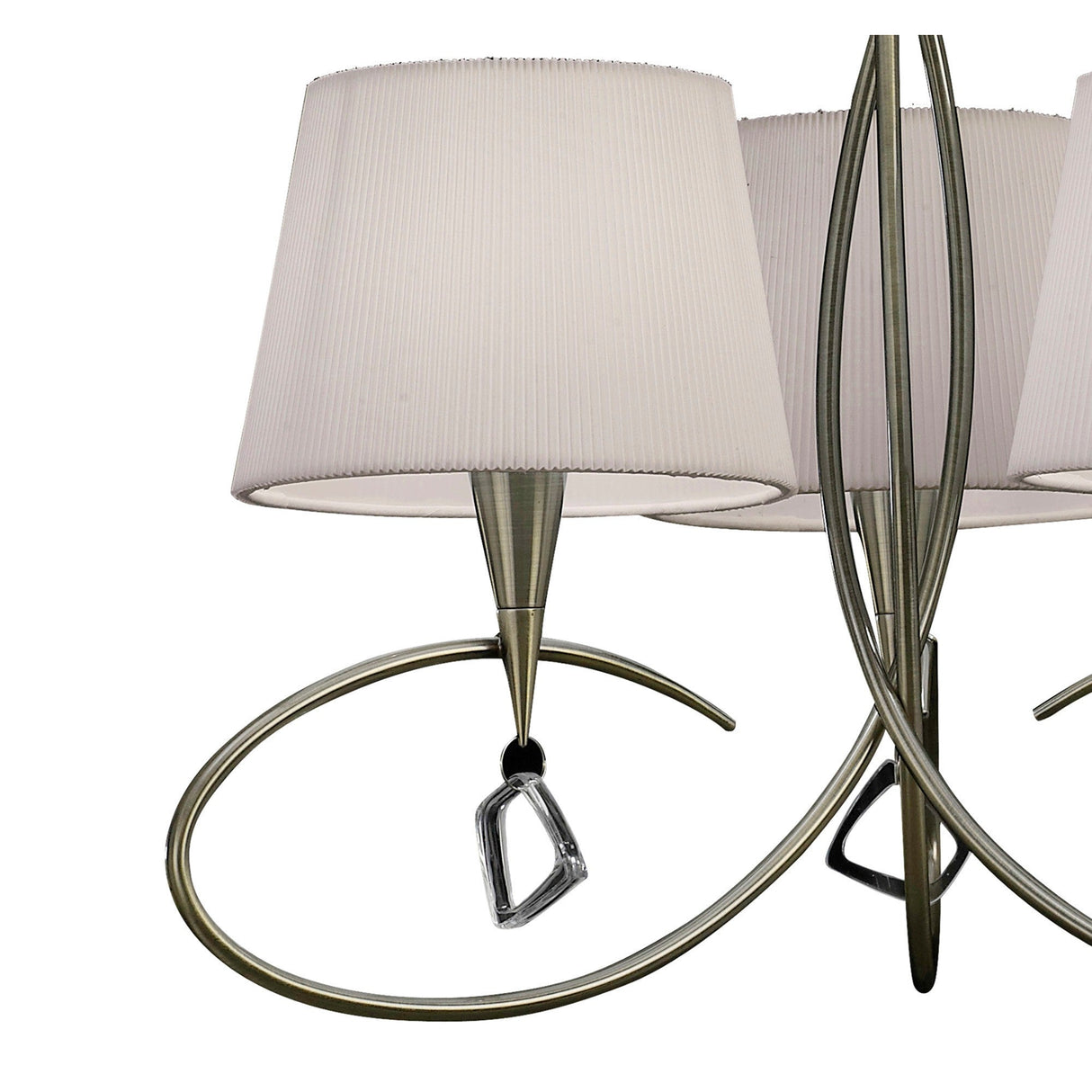 Mara 64cm 3 Light Chandelier - Antique Brass With White Shades