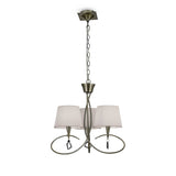 Mara 64cm 3 Light Chandelier - Antique Brass With White Shades