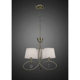 Mara 64cm 3 Light Chandelier - Antique Brass With White Shades