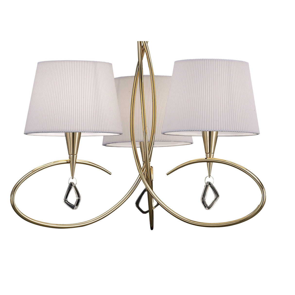 Mara 64cm 3 Light Chandelier - French Gold With White Shades