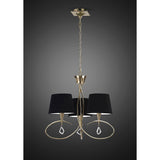 Mara 64cm 3 Light Chandelier - French Gold With Black Shades