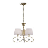 Mara 64cm 3 Light Chandelier - French Gold With White Shades