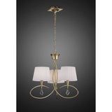 Mara 64cm 3 Light Chandelier - French Gold With White Shades