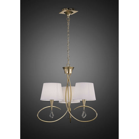 Mara 64cm 3 Light Chandelier - French Gold With White Shades