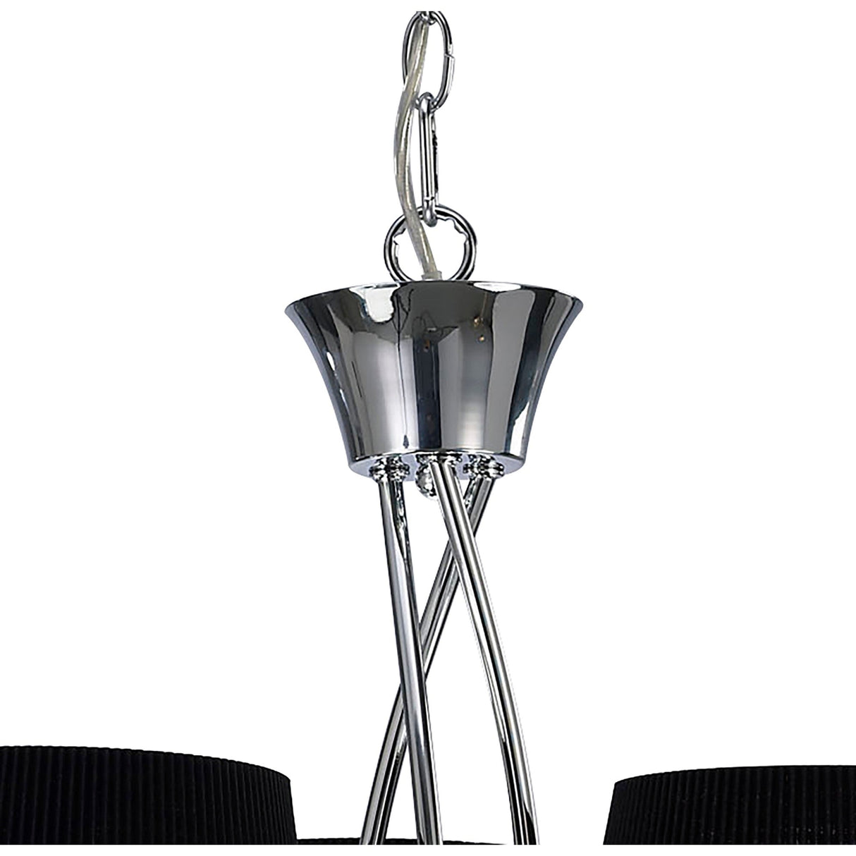 Mara 64cm 3 Light Chandelier - Polished Chrome With Black Shades